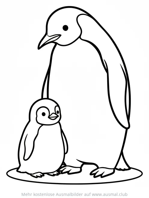 Kaiserpinguin mit Küken Ausmalbild
