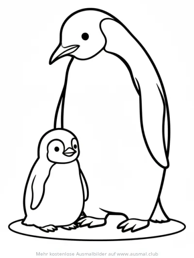 Kaiserpinguin mit Küken Ausmalbild