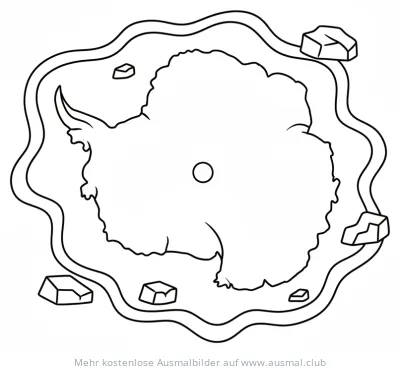Antarktis Karte Ausmalbild mit Eisbergen