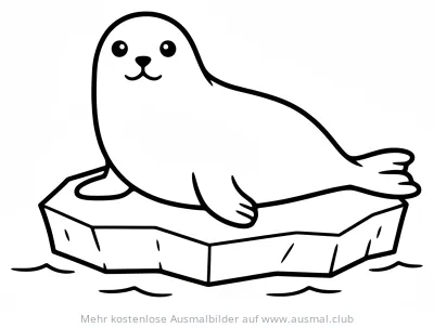Weddellrobbe auf Eisscholle Ausmalbild