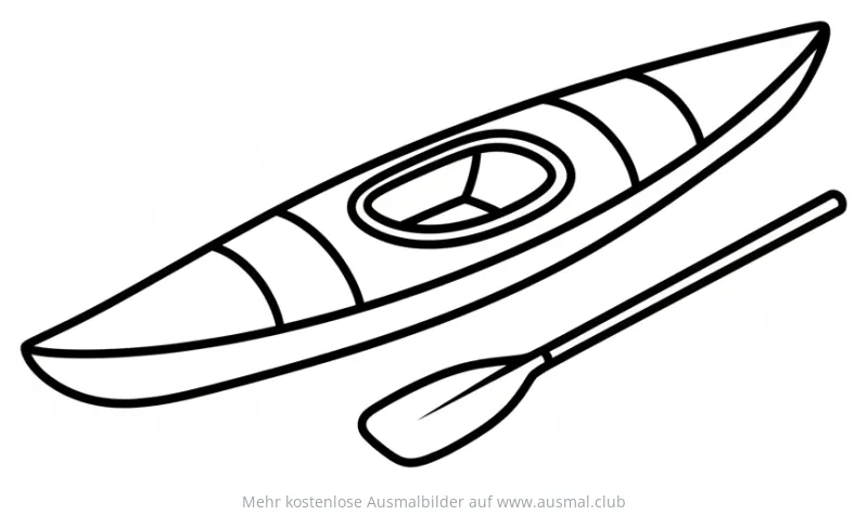 Kajak mit Paddel Ausmalbild