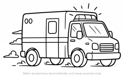 Cartoon Krankenwagen Ausmalbild
