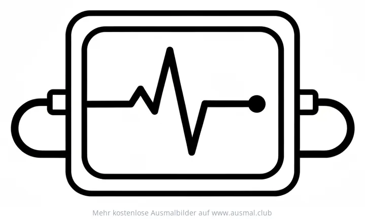 Herzmonitor mit Herzfrequenzkurve Ausmalbild