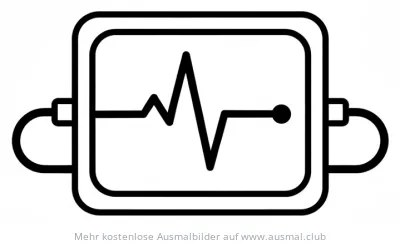 Herzmonitor mit Herzfrequenzkurve Ausmalbild