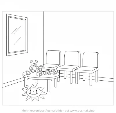 Wartebereich mit Spielzeug Ausmalbild
