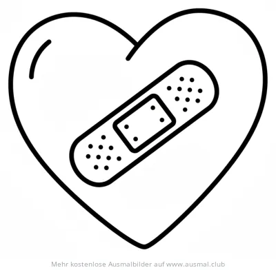 Herz mit Pflaster Ausmalbild