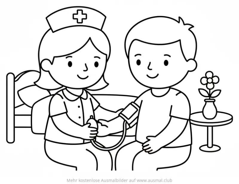 Krankenschwester misst Blutdruck Ausmalbild