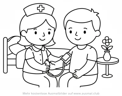 Krankenschwester misst Blutdruck Ausmalbild