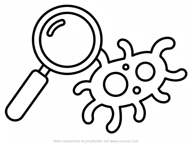 Krankenhaus Keim unter Lupe Ausmalbild