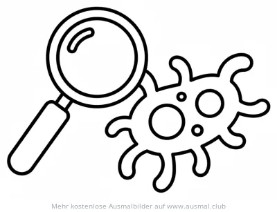 Krankenhaus Keim unter Lupe Ausmalbild