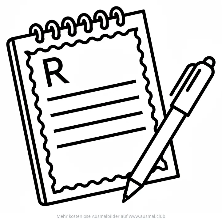 Rezeptblock mit Stift Ausmalbild