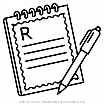 Rezeptblock mit Stift Ausmalbild