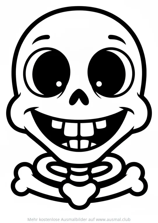 Cartoon Skelett Ausmalbild mit freundlichem Gesicht
