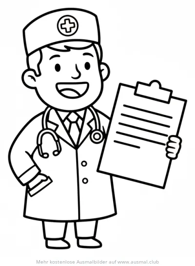 Arzt mit Haube und Patientenakte Ausmalbild