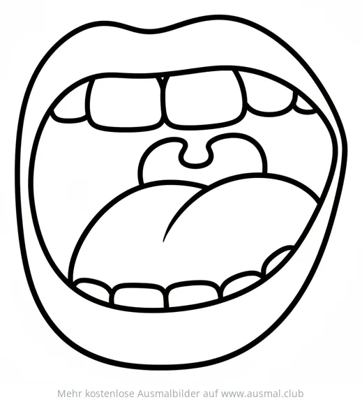 Geöffneter Mund mit Zähnen und Zunge Ausmalbild