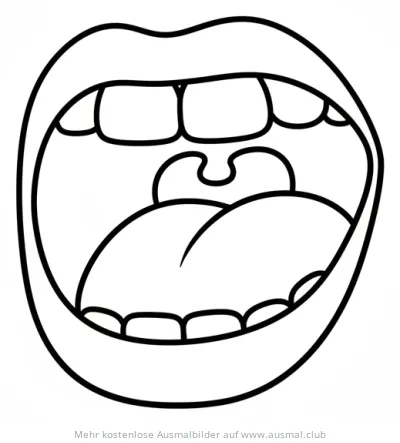 Geöffneter Mund mit Zähnen und Zunge Ausmalbild