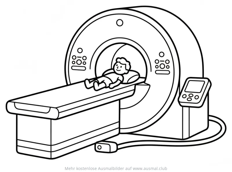 Junge im MRT-Gerät Ausmalbild
