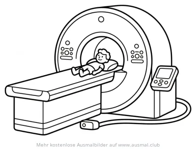 Junge im MRT-Gerät Ausmalbild
