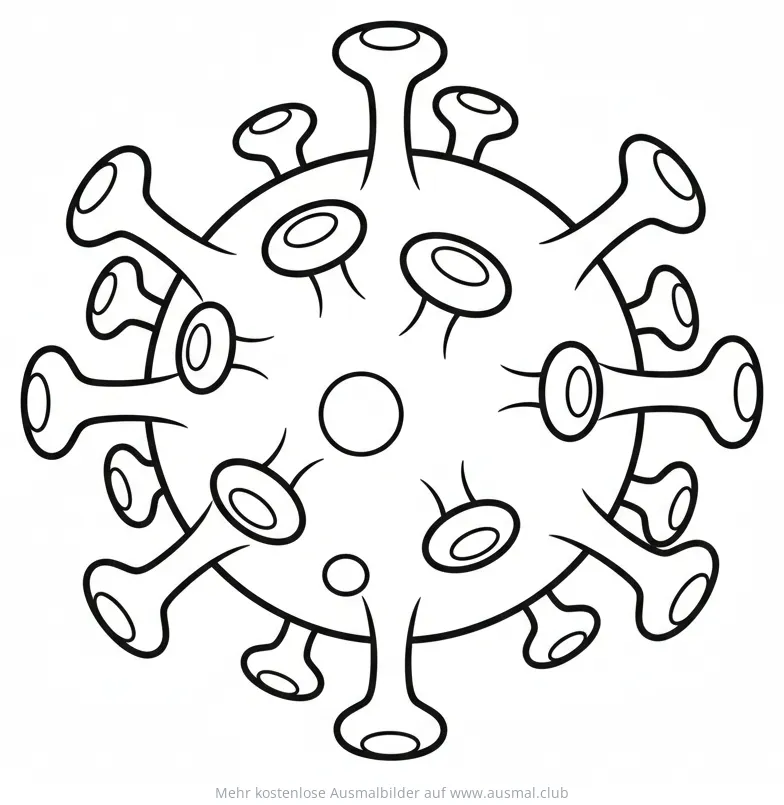 Coronavirus Ausmalbild im Cartoon-Stil