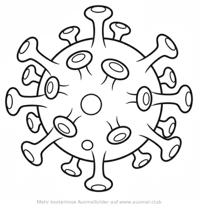 Coronavirus Ausmalbild im Cartoon-Stil