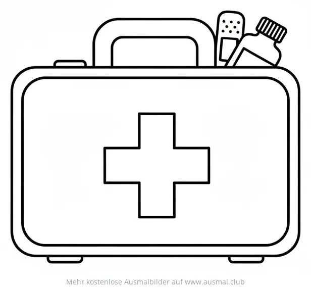 Verbandskasten Ausmalbild mit Medikamenten