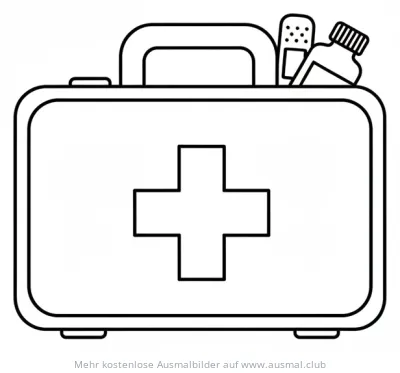 Verbandskasten Ausmalbild mit Medikamenten