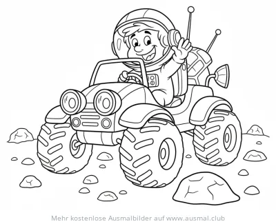 Astronaut im Mondrover Ausmalbild