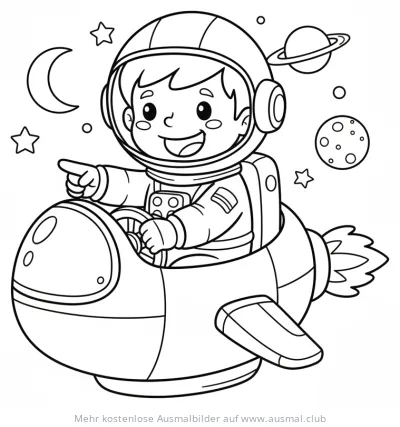 Astronaut im Raumschiff Ausmalbild