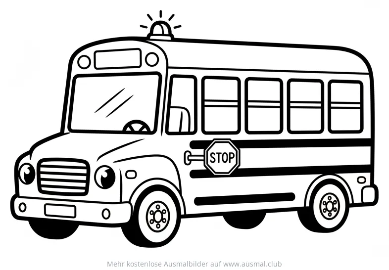 Schulbus Ausmalbild mit Stoppschild
