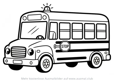 Schulbus Ausmalbild mit Stoppschild