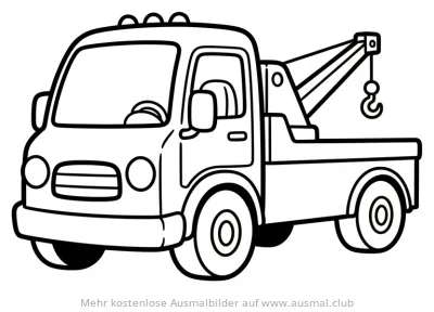 Abschleppwagen Ausmalbild mit Haken und Pritsche