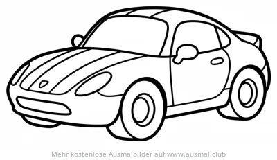 Sportwagen Ausmalbild im Cartoon-Stil