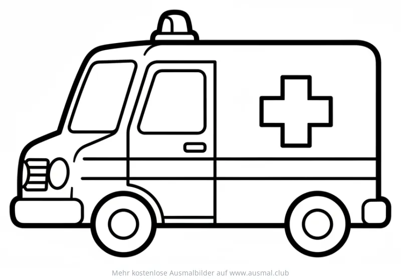 Krankenwagen Ausmalbild mit Kreuz