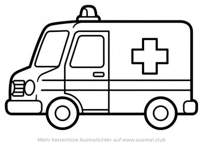 Krankenwagen Ausmalbild mit Kreuz