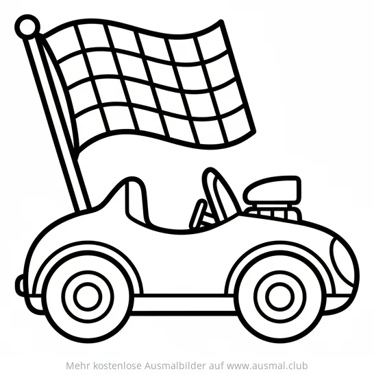 Auto mit Zielflagge Ausmalbild