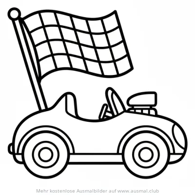 Auto mit Zielflagge Ausmalbild