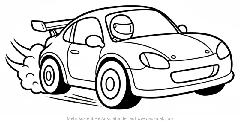 Driftendes Auto Ausmalbild mit Fahrer