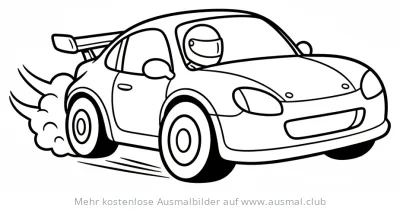 Driftendes Auto Ausmalbild mit Fahrer