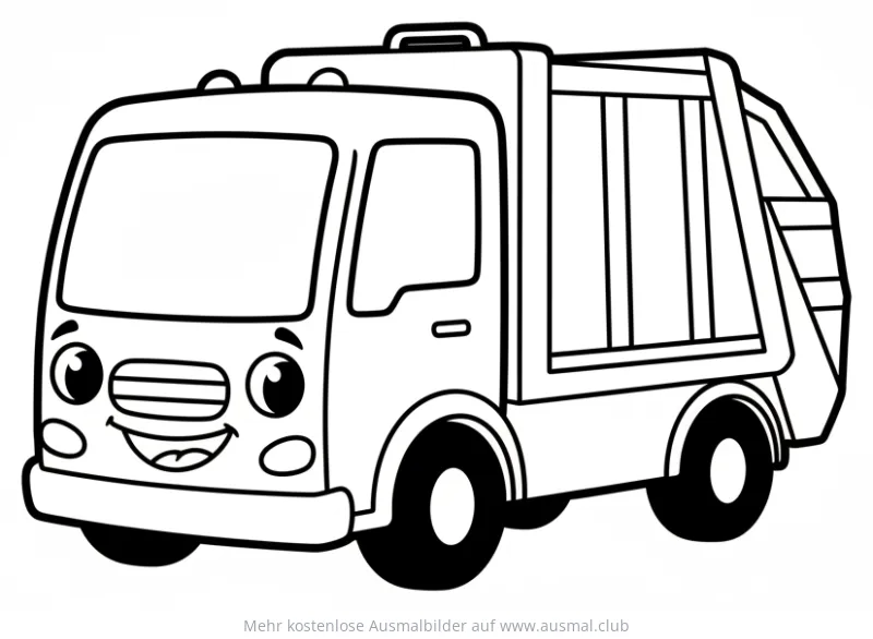 Freundliches Müllauto Ausmalbild