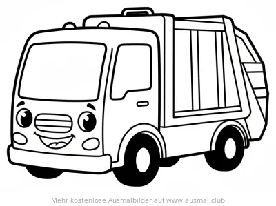 Freundliches Müllauto Ausmalbild