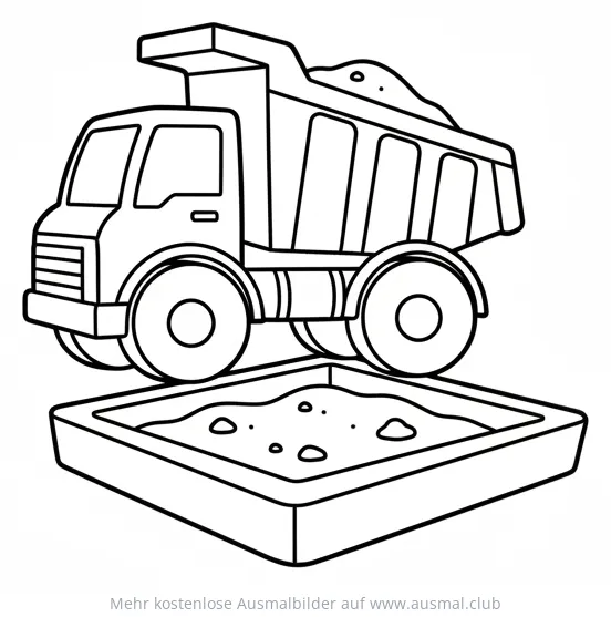 Sandkasten LKW Ausmalbild