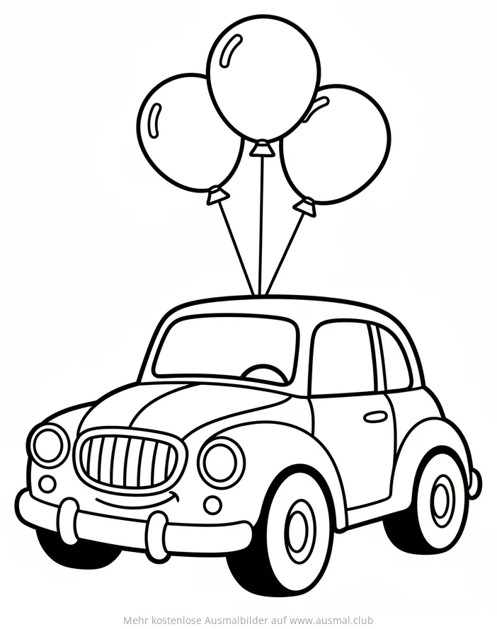 Auto mit Ballons Ausmalbild
