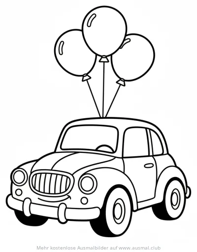 Auto mit Ballons Ausmalbild