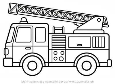 Feuerwehrauto Ausmalbild mit Leiter