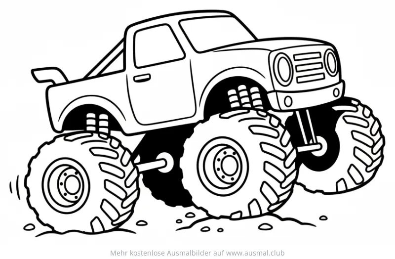 Monstertruck mit großen Reifen Ausmalbild