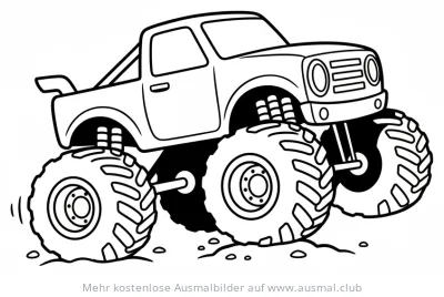 Monstertruck mit großen Reifen Ausmalbild