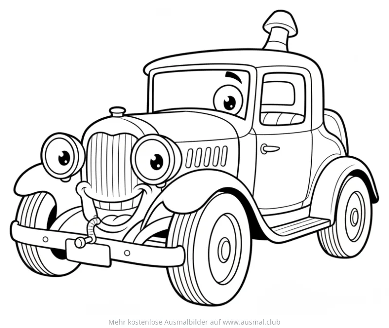 Cartoon Oldtimer Auto Ausmalbild