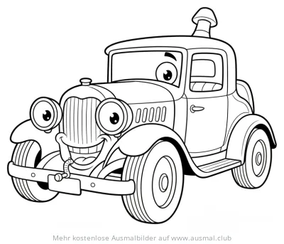 Cartoon Oldtimer Auto Ausmalbild