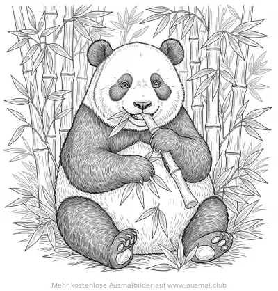 Panda mit Bambus im Wald Ausmalbild