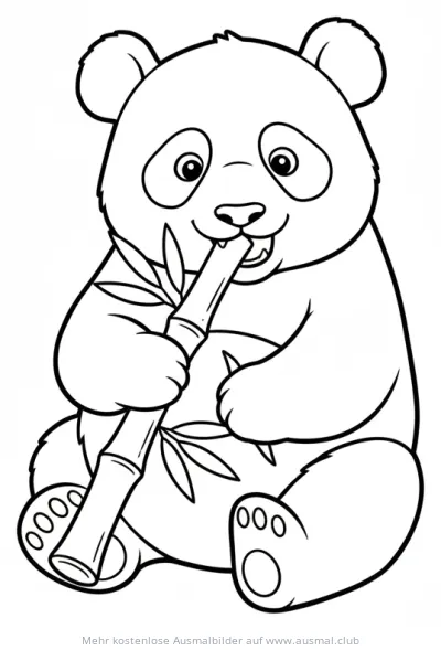 Panda isst Bambus Ausmalbild